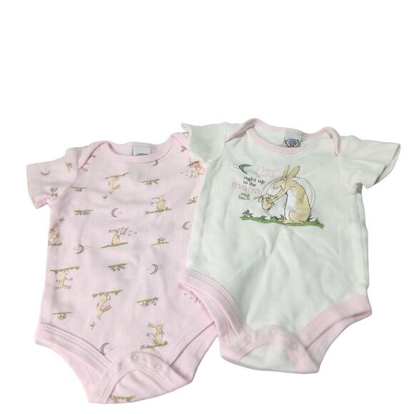 Bundle of 2 Bunny Theme Onesies 100% Cotton Guess How Much I Love You Baby 9 M - Picture 1 of 13